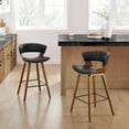 thumbnail image 4 of Black Faux Leather Counter Stools with Metal and Wood Frame and Metal Footrest, Set of 2, Barstools in Dining Room, 4 of 12