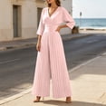thumbnail image 2 of PBFRDSJ 2026 Women's Vintage Wide Leg Jumpsuit Wrap V Neck 3/4 Sleeve Pleated Jumpsuit High Waist Wide Leg Long Pants Sizes S-2XL, 2 of 9
