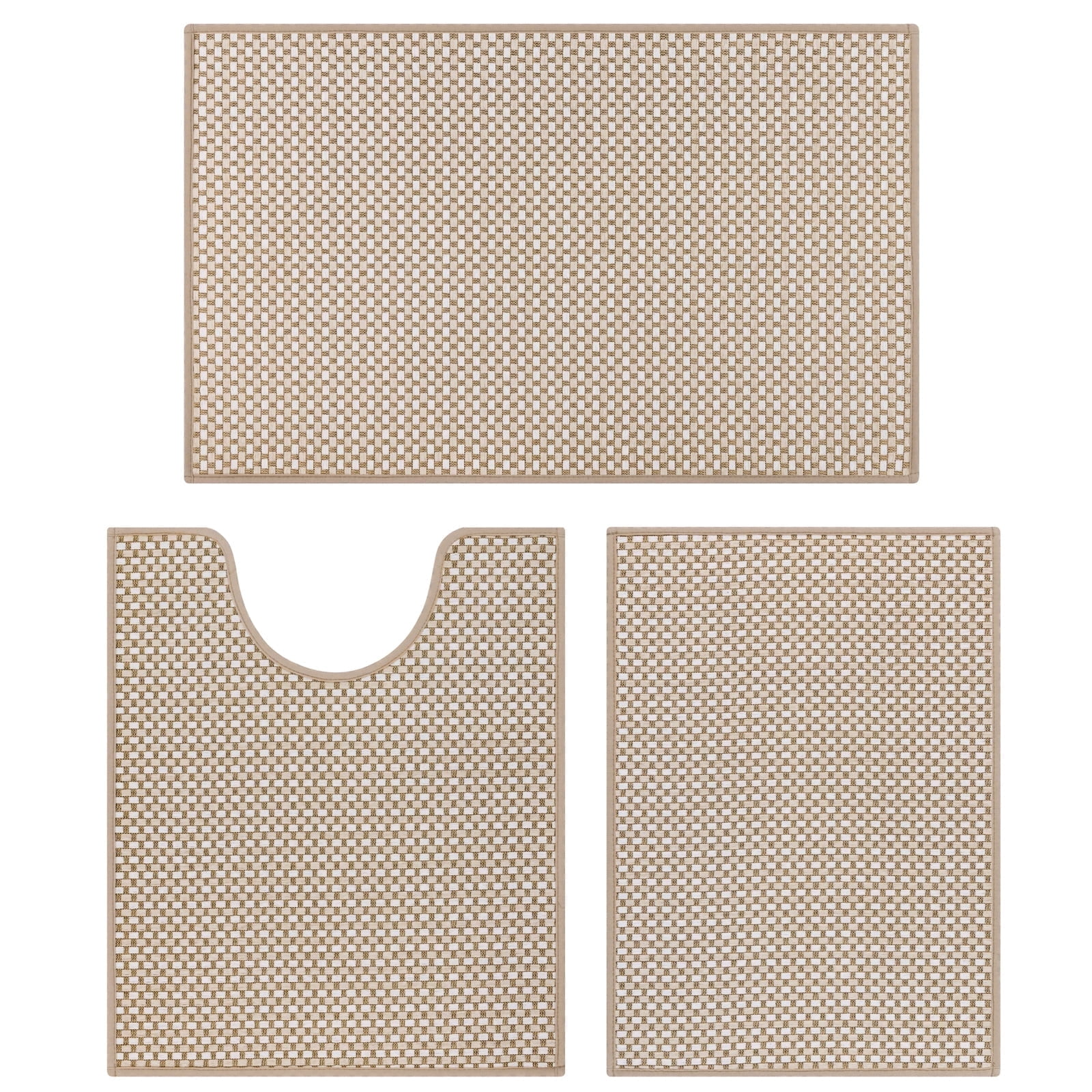 Bathroom Rugs Sets 3 Piece, Super Soft and Absorbent Non Slip Microfiber Toilet Bathroom Mats