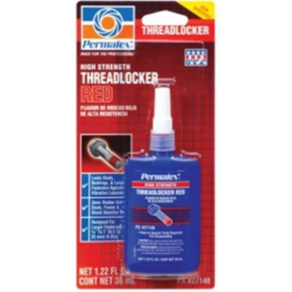 Permatex PTX27140 High Strength Red Threadlocker, 36 ml Bottle Carded - Case of 6