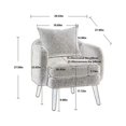 thumbnail image 7 of Wood Frame Armchair, Modern Boucle Upholstered Lounge Chair with Pillow and Thicken Cushion Comfy Single Sofa Chair Leisure Reading Chair Accent Chair for Living Room Bedroom Office, Light Blue, 7 of 7