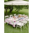 thumbnail image 3 of Happy Easter Outdoor Tablecloth - 60x120 Inch Rectangle Dining Table Cover, Cute Rabbits Daisy Flowers Leaves Eggs Pink Plaid Waterproof Outdoor Table Cloth with Umbrella Hole & Zipper for Patio, 3 of 7