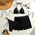thumbnail image 5 of BiZtdJrK Women's 3 Pieces Swimsuit Tie Back Bikini Swimwear Beach Summer Bathing Suit with Cover Up Shorts Black S, 5 of 10