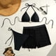 thumbnail image 5 of Tankini de mujer, traje de baño de color liso con tirantes, conjunto de bikini informal de moda para playa, trajes de baño de 3 piezas para mujer, trajes de baño tankini para mujer, trajes de baño par, 5 of 9