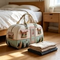 thumbnail image 4 of Vintage Patchwork Print Travel Duffel Bag Large Capacity Weekender Tote Shoulder Bag with Adjustable Strap, 4 of 8