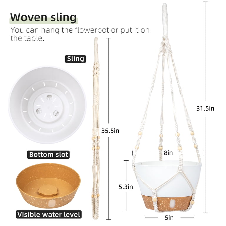 Hanging Planters, 8 Inch, White, 2-Pack photo 2