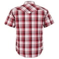 thumbnail image 4 of Coevals Club Mens Pearl Snap Plaid Western Cowboy Button Up Short Sleeve Shirts Red White 27 Medium, 4 of 7