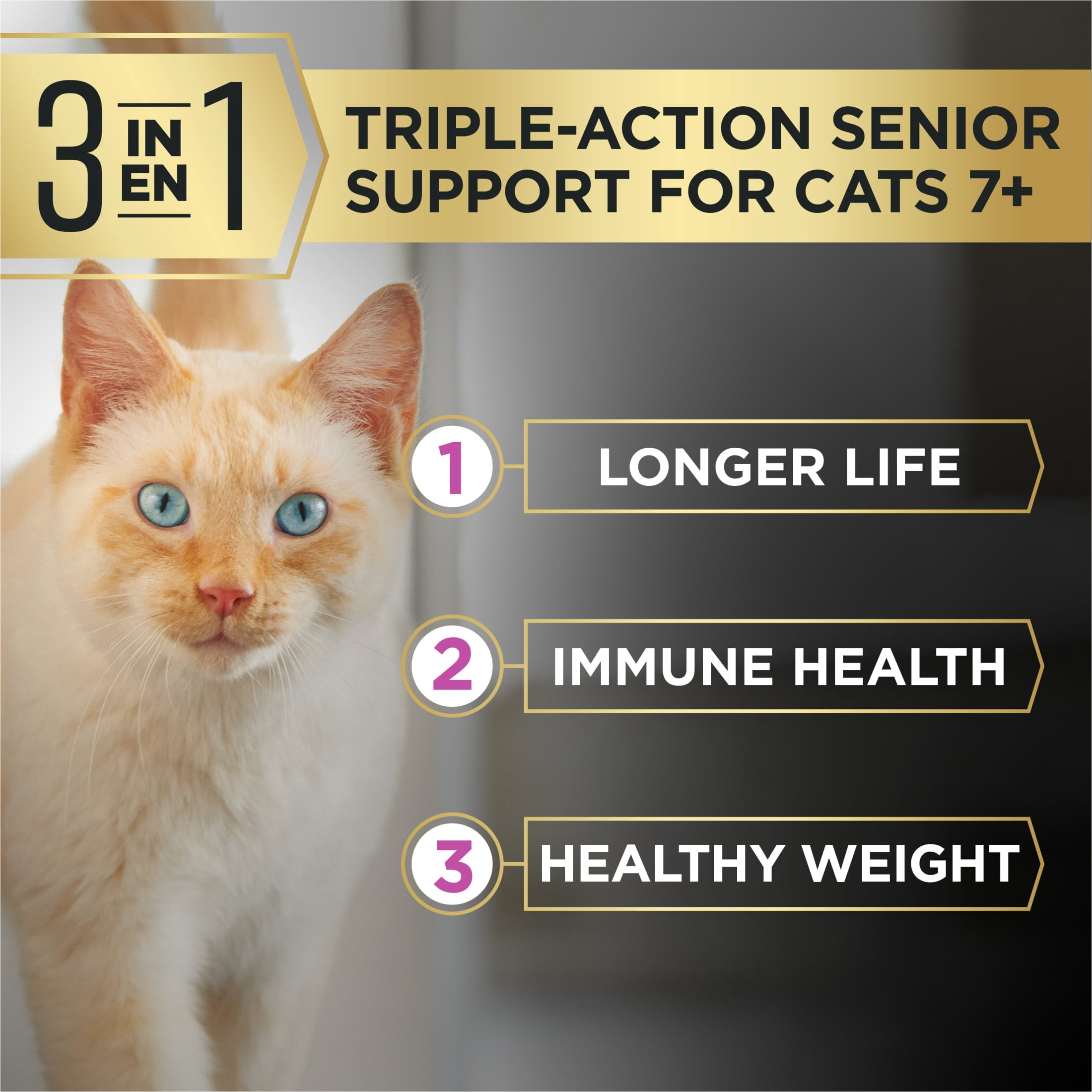 Purina Pro Plan AdvantEDGE Senior Support Plus Adult 7 Plus Chicken and Rice Formula Senior Dry Cat Food, 12 lb.