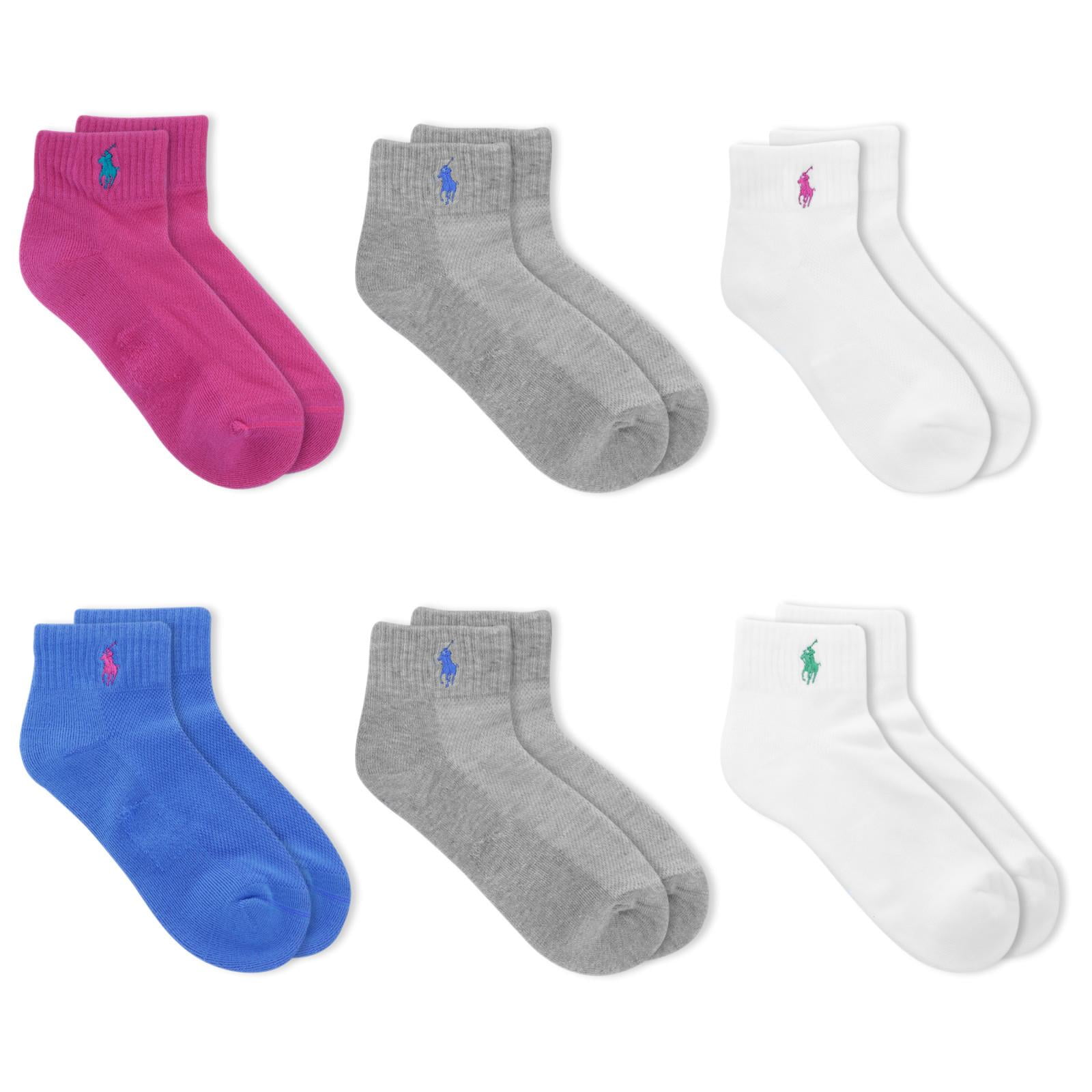 Polo Ralph Lauren Womens 6-Pack Athletic Quarter Socks - Walmart.com