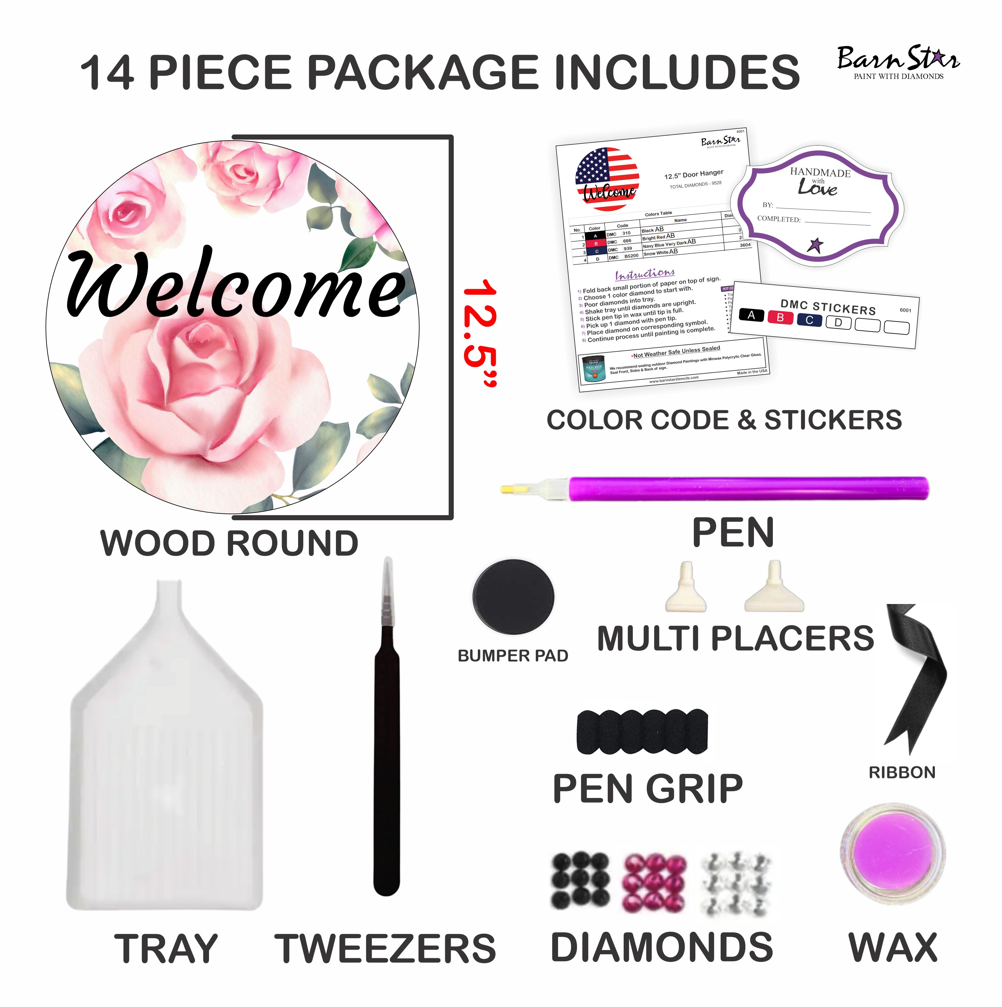 Rose Diamond Art, Diamond Painting Kit, Round Drills, Adult Beginner