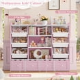 thumbnail image 5 of Hiphuta 55" Wide Toy Storage Organizer with 4 Removable Drawers, 4-Tier Kid Bookcase with 6 Bins, Toy Organizer with Bookcase for Kid Bedroom Playroom, Pink & White, 5 of 8