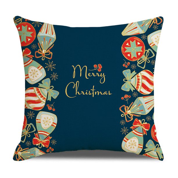 Kearding Funda de almohada navideña con estampado navideño, funda de cojín para sofá, funda de almohada, decoración para el sofá del hogar Kits de decoración para fiestas No.11
