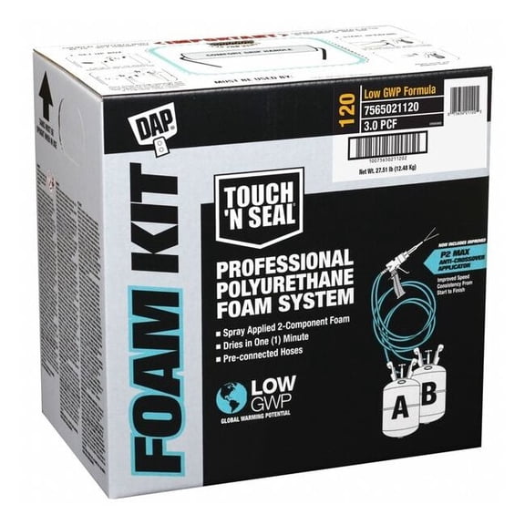 Spray Foam Kit, Gun Application Method Cylinder, Cream, 1:1 Expansion Ratio