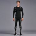 thumbnail image 3 of Sports Suit Men Gym Suit O-neck Long Sleeve Tops Long Pants Set Striped Print Quick Drying Skinny Fit Breathable Fitness Wear for Men for Workout, 3 of 8