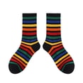 thumbnail image 2 of Retro Stripe Mid Tube Socks, 6 Pairs Classic Athletic Crew Socks for Women Girls – Fashion Cotton Casual Running Sport Socks, 2 of 3