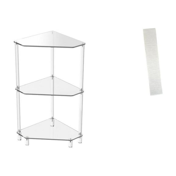 CarpNettore Acrylic Corner Side Table with Floor Lamp Shade Three Tier End Table Minimalist Lampshade Light Cover Paper Material Suitable for Bedroom Living Room