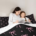 thumbnail image 4 of Erosebridal Bow Butterfly Knot Twin Comforter Sets for Girls, Cute Satrs Print Bedding Set, Black Pink, Reversible, 2-Piece, 4 of 6