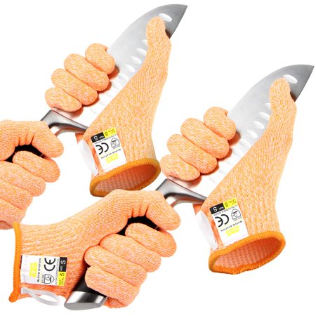 Glove Station Ultra Durable Series Cut Resistant Gloves - Cutting Gloves for Chefs  BBQ and Cooking - Level 5 Protection' Food Grade Safe Cut Proof Gloves - Orange  X-Large Size [2-Pack]