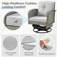 thumbnail image 5 of 3-Piece Outdoor Swivel Rocker Chairs, 360° Patio Rattan Wicker Swivel Rocking Chair Set with Thickened Cushions and Glass Coffee Table, Max Weight 360 LBS, Light Gray, 5 of 8