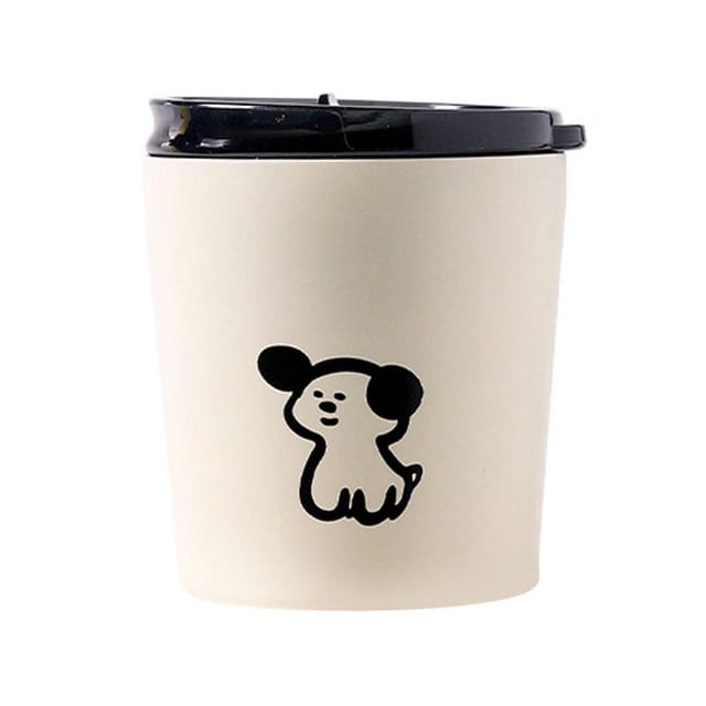 Taza térmica al vacío con tapa de acero inoxidable esmerilado, pequeña, con termo para café y agua, diseño de perrito, 240 ml