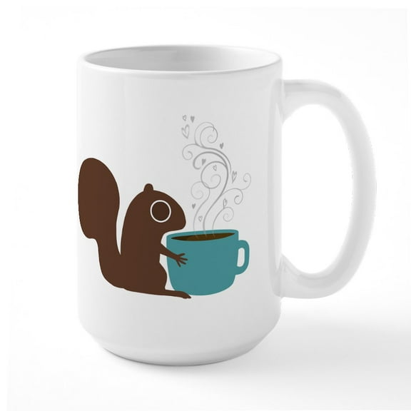 CafePress - Coffee Squirrel Large Mug - 15 oz Ceramic Large White Novelty Mug