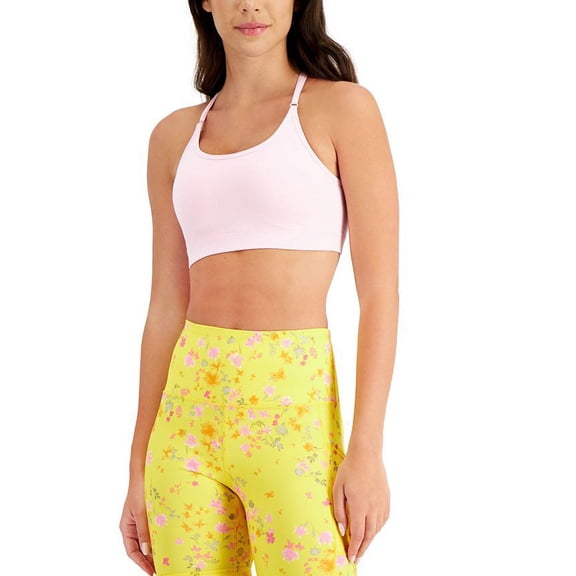 ID Ideology Womens Solid Low Impact Bra Pink Heart L