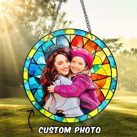 STAINED GLASS Personalized Family Portrait, Custom Family Portrait Suncatcher, Christmas Gift, Gift for grandma, mom, Memorial Gifts