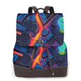 thumbnail image 1 of Disketp Neon City Map Mochila de Cuero para Mujer, Bolso de Espalda Antirrobo con Estilo para Viaje, Trabajo y Uso Diario, 1 of 4