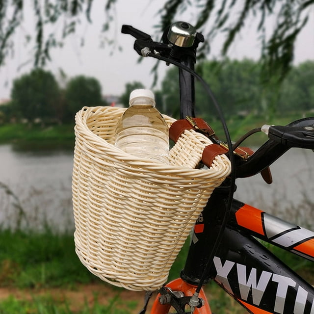 Ynlkorvg Rack Bike Basket, Kids Front Handlebar Bike Basket, Rattan Woven Bicycle Basket