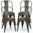thumbnail image 4 of Costway Set of 4 Metal Dining Side Chair Wood Seat Stackable Bistro Cafe, 4 of 9