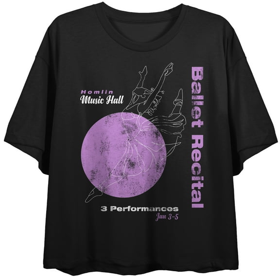 Homlin Music Hall Ballet Recital Women's Black Cropped Tee-Medium