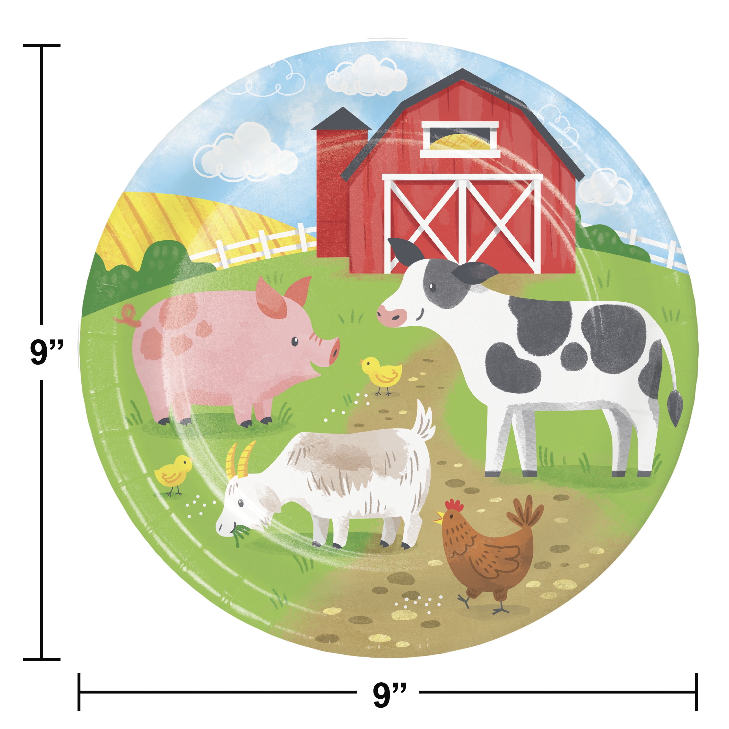 Farm Animals Party Deluxe Tableware and Decorations Kit, Serves 8