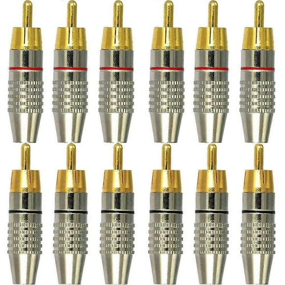 12Pcs RCA Male Connector, RCA Audio Video Connectors, RCA Terminal Audio Connector, RCA Solderless Connector, RCA Plug Jack Connectors