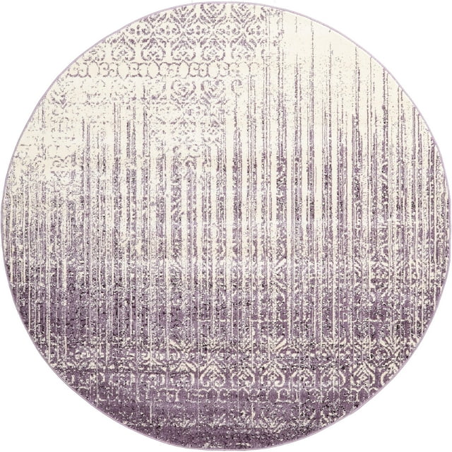 Unique Loom Del Mar Tapis de Transition Contemporain_dlm001, 8' Rond, Violet/ivoire