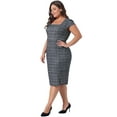 thumbnail image 3 of DARING DIVA Plus Size Vintage Midi Tweed Cap Sleeve Sheath Dress 1X Black, 3 of 6