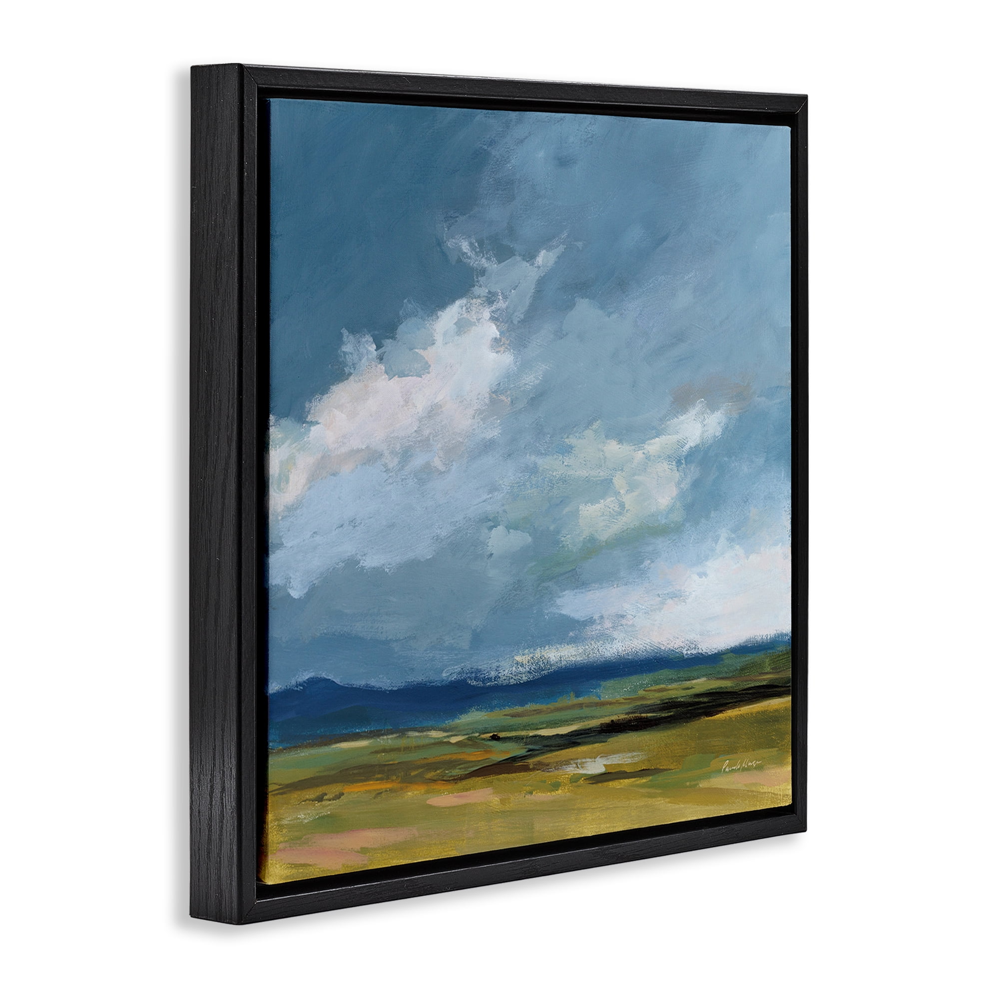 Stupell Industries August Storm Landscape Landscape Painting Black Floater Framed Canvas Art Print Wall Art, 18 x 18