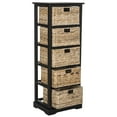 thumbnail image 3 of SAFAVIEH Vedette Country Nautical 5 Wicker Basket Storage Tower, Distressed Black, 3 of 5