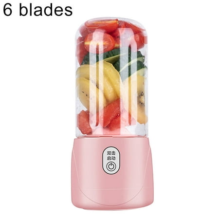 

Gwong 4-Blade 400ml Rechargeable Portable Electric Juicer Bottle Fruit Blender Mixer(Pink 6 Blades*)