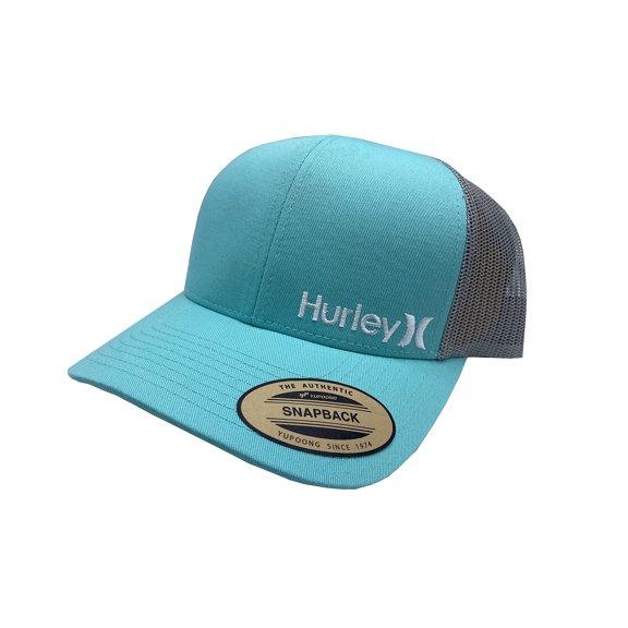 Hurley Logo Corp Staple Trucker SnapBack Hat Cap - Teal & Gray - HNHM0006-RT