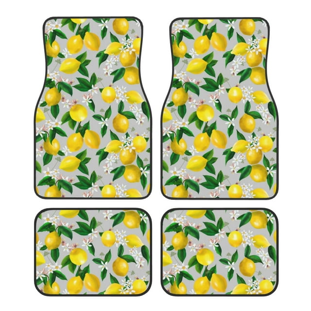 Gaeub Lemon1 Print Carpet Floor Mats for Car,Car Foot Mat Set,Universal Fit 4 Piece Mat Pad Set,Fits Most Cars Trucks Vans Sedans SUV Auto Carpet Mat Set
