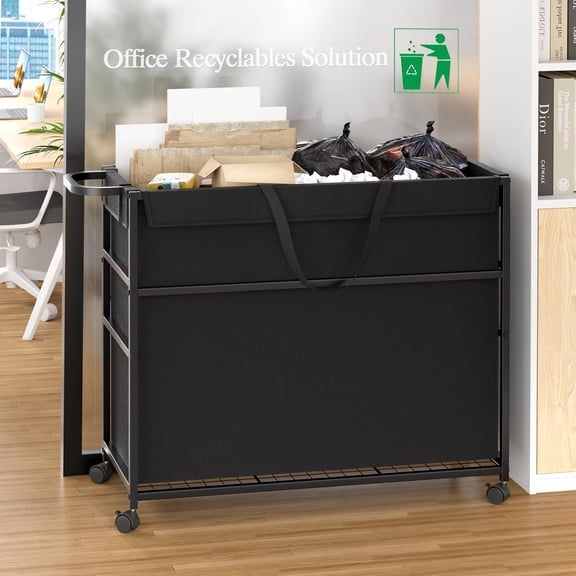 Commercial  Cart 51.5Gal with Lockable Wheels, Large Office Recycling Bin for Hotel Laundry Supplies