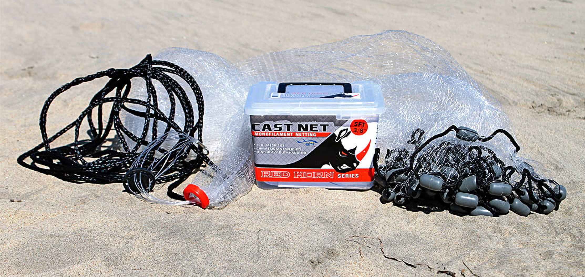 Ahi USA Red Horn 20 Series Cast Net 5', 3/8" Mesh