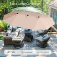 thumbnail image 2 of Alpha Joy 15ft Extra Large Outdoor Patio Double-Sided Umbrella with LED Solar Lights & Umbrella Base, Beige, 2 of 10