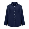 thumbnail image 7 of XFLWAM Long Sleeve Button Down Shirts for Women Collared Lightweight Textured Casual Shacket Tops Navy L, 7 of 7