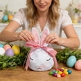 thumbnail image 5 of Tuscom Easter Bunny Gift Bags, Non-Woven Fabric Party Favor Bags for Candy & Snacks, Easter Party Supplies, Decorative Pink Treat Bags for Gatherings & Egg Hunts (10.24x6.3in), 5 of 6