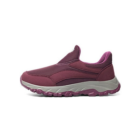 

Colisha Mens Comfortable Round Toe Slip On Sneakers Work Breathable Winter Warm Walking Shoes Purple 8