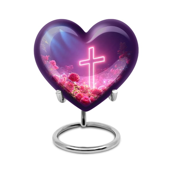 SABURIAL Cross Urn Small Decorative Urn - Memorial Urns For Male & Female - 3 Inch - Pack Of 1 - Burial Urns For Men & Women - Ashes Keepsake - Ash Keepsakes For Human Ashes