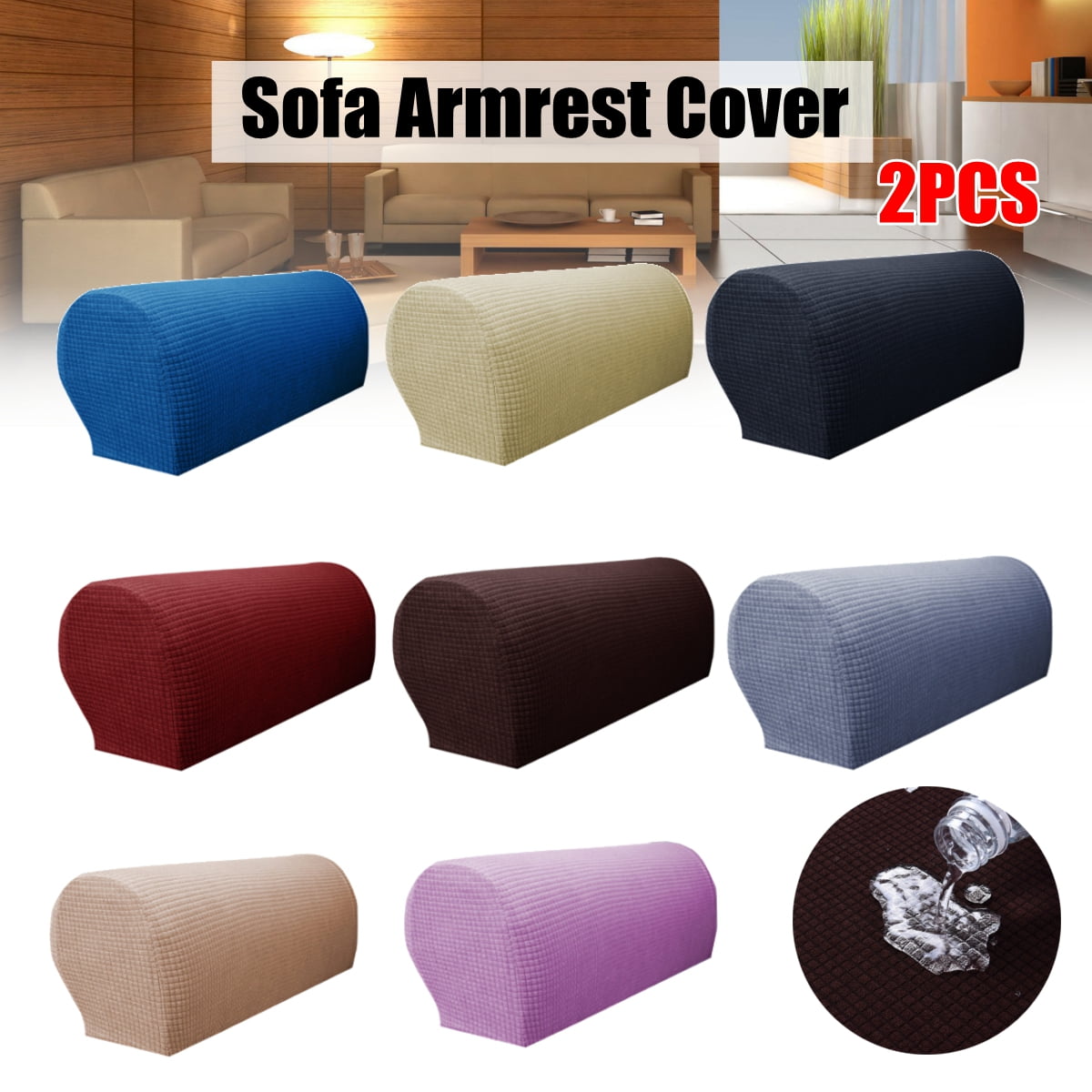2pcs Stretch Sofa Armrest Covers Furniture Couch Arm Slipcover Protectors 