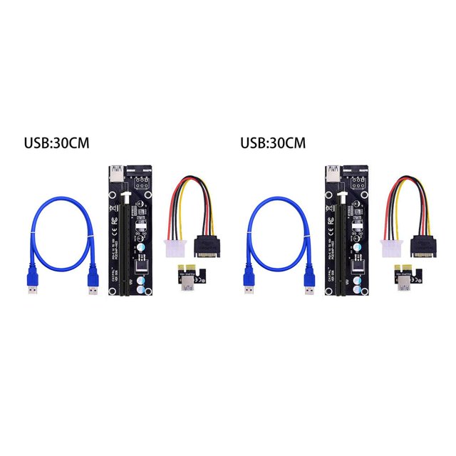 Ruiboury VER003 PCI-E Riser Card 30CM 60CM USB 3.0 Cable PCI 1X to 16X Extender PCI-E Adapter for GPU Miner Mining Black 30CM 2Set
