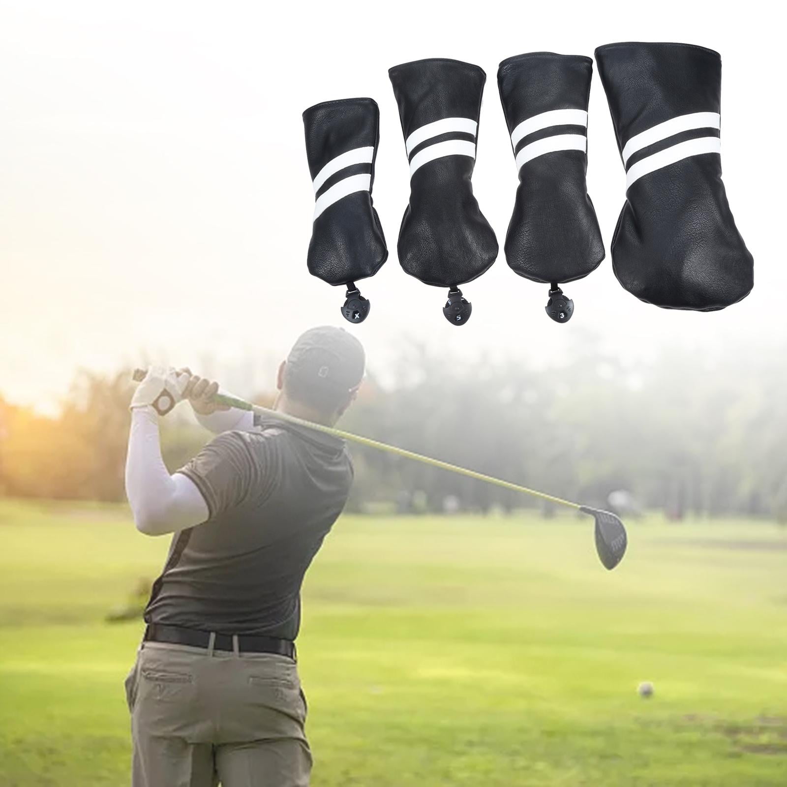 Golf Club Head Cover with No. Tags Hybrid Head Cover Embroidered Patterned for Fairway Woods Headcovers Fit Fairway Woods Golf Accessories Black